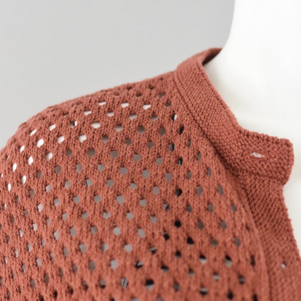 Loft Crochet Short Sleeve Brown Cardigan Women's Medium - Picture 4 of 13